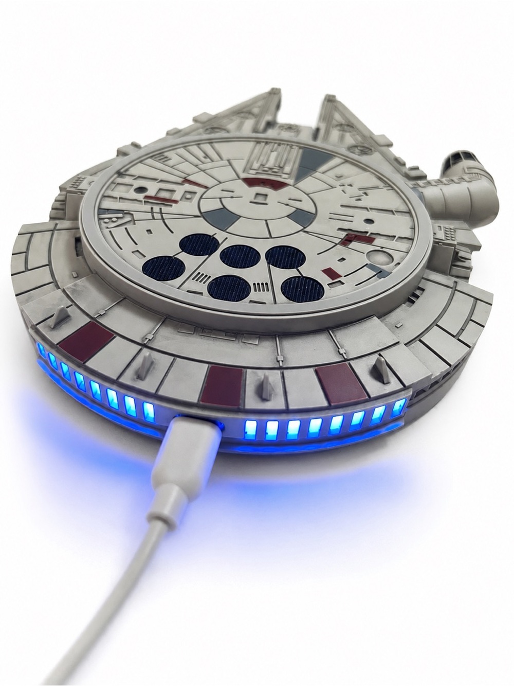 Star Wars Millennium Falcon Wireless Phone Charger- Gray/Blue Light - Picture 2 of 4